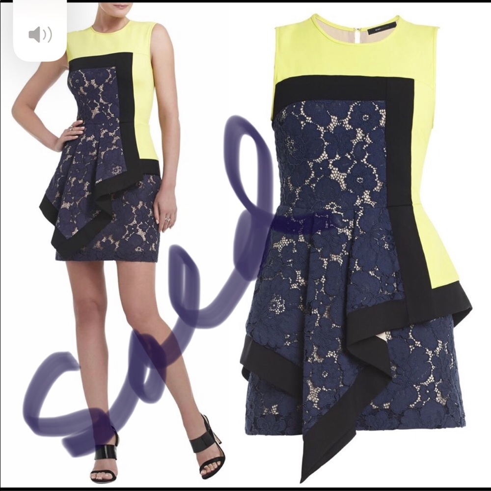 BCBG MAXAZRIA Yellow Alessandra Sleevele